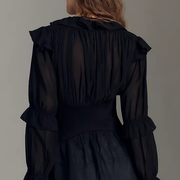 Nwot Anthropologie Black Sheer corset blouse - Picture 5 of 5